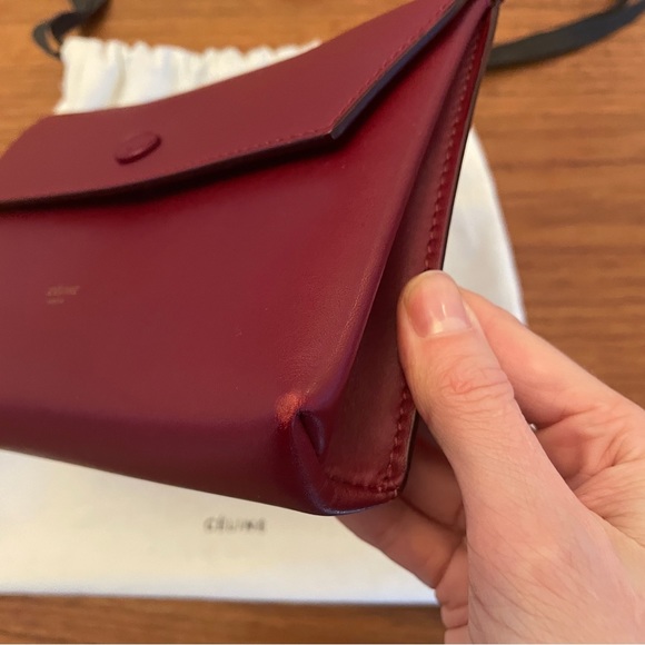 Celine Maroon Flap Snap Pouch - Picture 4 of 4